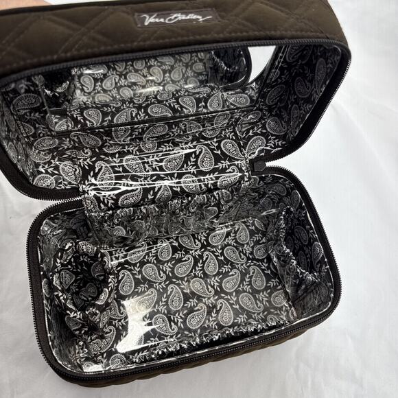 Vera Bradley CHOO CHOO TRAVEL CASE Espresso Color Dark Brown Quilted - Picture 12 of 16